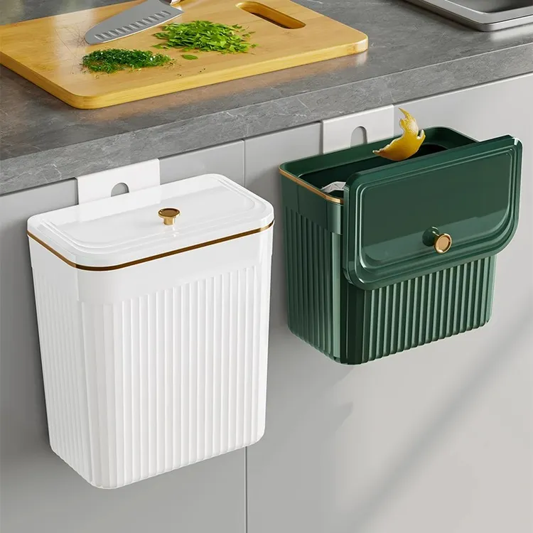 垃圾桶卫生间厨房家用客厅壁挂式带盖专用纸筒夹缝厨余翻盖收纳桶