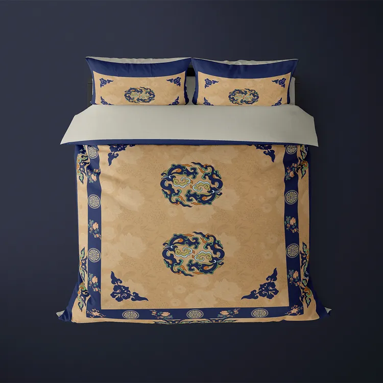 藏式设计民族风纯棉全棉藏式四件套简约时尚大气床上用品数码印花