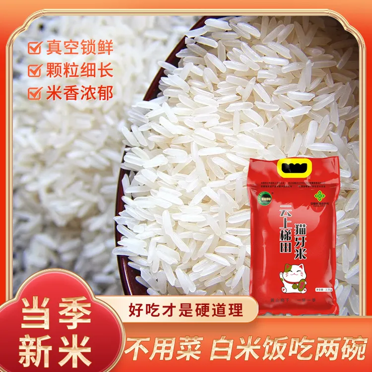 雾里稻香黄山脚下云上梯田猫牙米5斤起长粒米清香细长真空包装