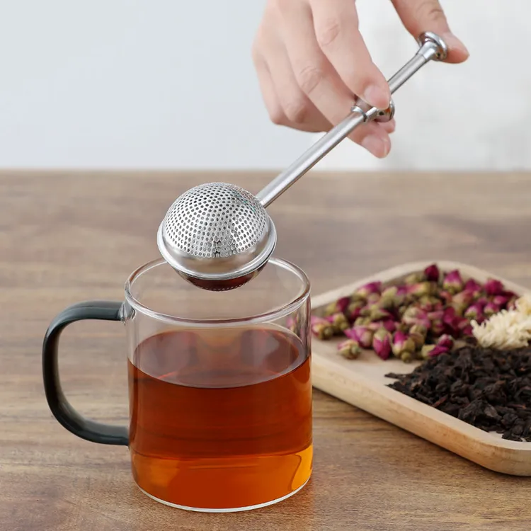 泡茶分离器304不锈钢拉杆伸缩茶水过滤创意圆球形茶叶渣隔离神器