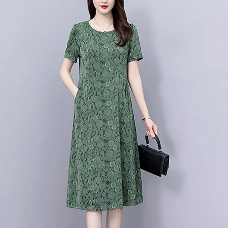 真丝连衣裙女款爆款2025新款高端上档次夏季妈妈桑蚕丝印花裙子