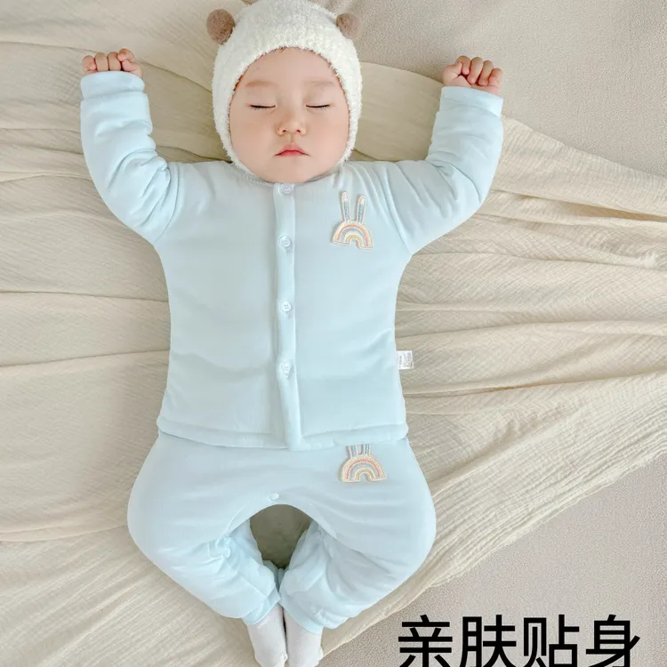新生婴儿衣服秋冬款6一12月棉衣棉裤套装a类纯棉婴幼儿分体两件套