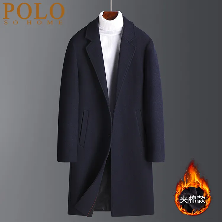 保罗冬季毛呢大衣男中长款韩版羊毛风衣加厚呢子男士高档羊绒外套