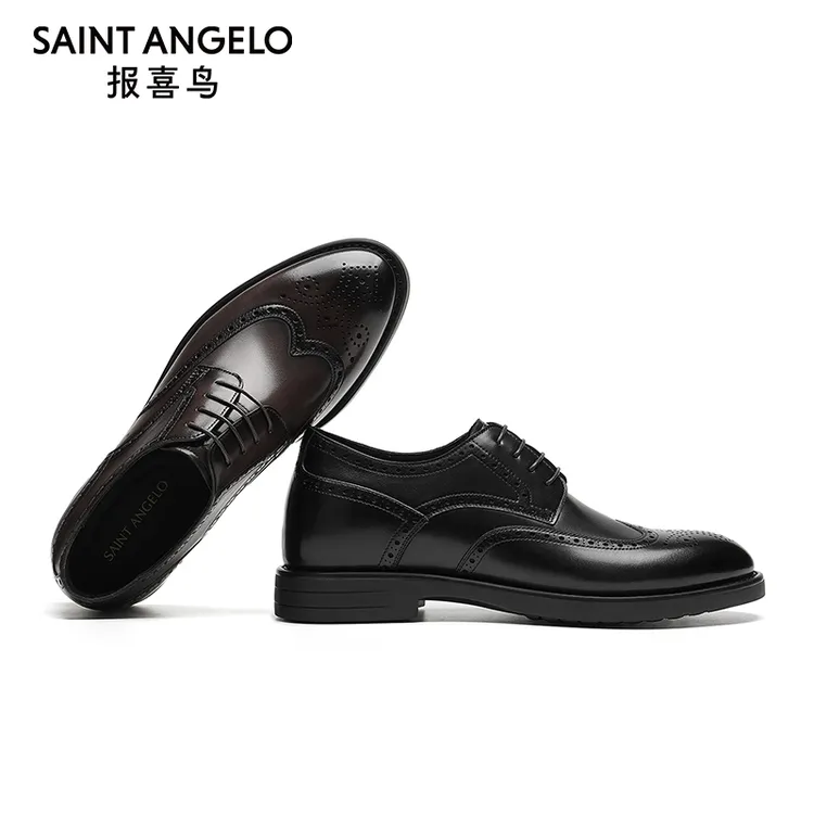 【增高5.2CM】报喜鸟皮鞋2025春季男士商务正装布洛克鞋结婚新郎鞋