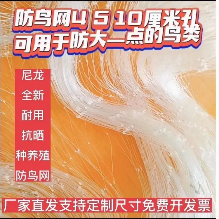 养殖专用大网孔尼龙防鸟网鱼塘螃蟹虾池大棚防鸟网果园全罩防护网