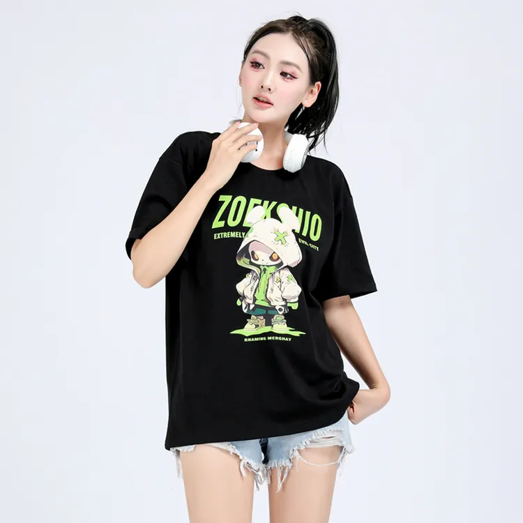 佐卡纯机械兔纯棉短袖T恤男女同款半袖圆领百搭潮流打底衫体恤ins