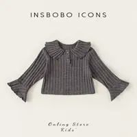 INSbobo女童秋装上衣秋季新款女宝宝娃娃领翻领上衣打底衫QY24196