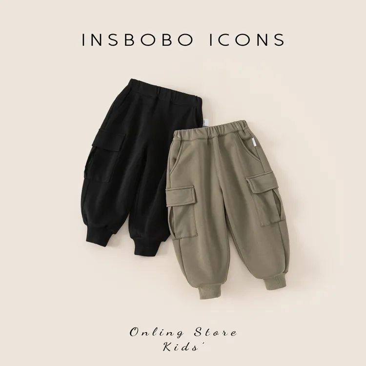 INSbobo儿童休闲裤子冬季加厚保暖休闲运动工装卫裤DK84155