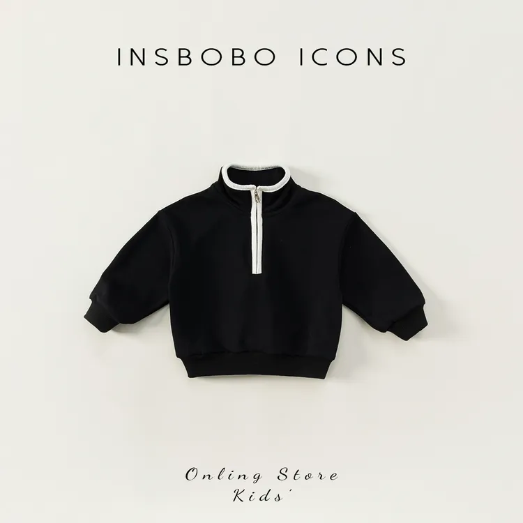 INSbobo男童秋冬新品高领外衣外套女童韩版立领拉链卫衣QY62023 