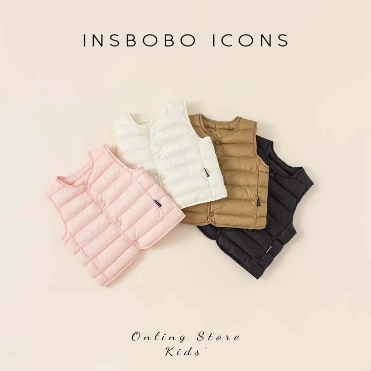 INSbobo冬季儿童新品保暖背心女童纯色羽绒马甲男童内胆DY83058