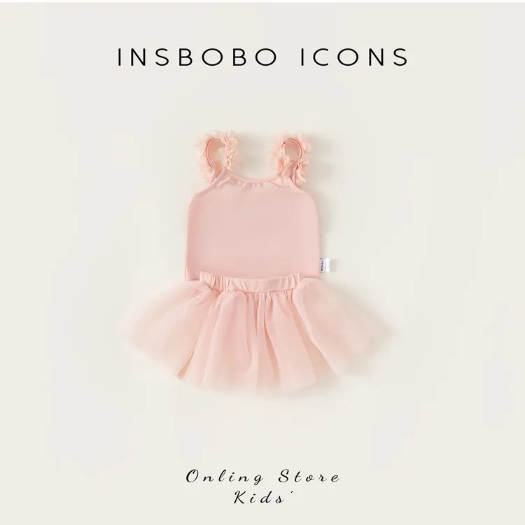 INSbobo宝宝泳衣女童分体游泳服儿童夏季宝宝新款立体花朵XT24290