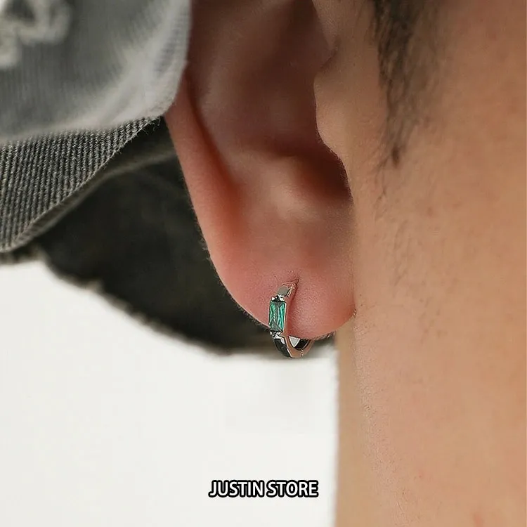 合金耳饰 绿色锆石耳扣潮流街头百搭耳钉男耳环女极简个性耳饰