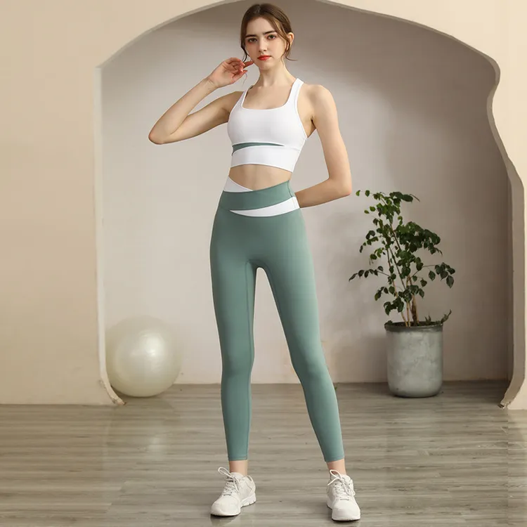 lulu同款瑜伽服健身背心套装女带胸垫运动外穿紧身健身服网红时尚