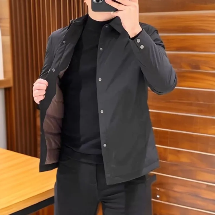 冬季男士新款轻薄保暖棉衣行政纯色商务大码显瘦潮流简约加厚棉服
