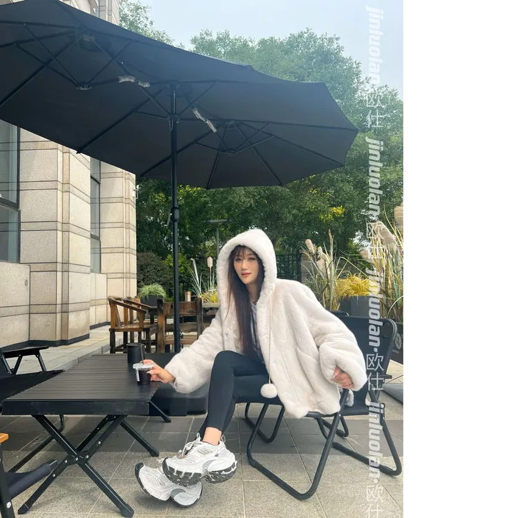 JINLUOLAN-欧仕"蜜糖脏橘"设计师冬季款冬季貂皮上衣-2189B