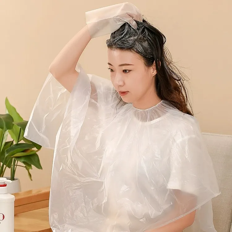 纤琦妍美发一次性披肩围布染发烫发焗油发廊理发店透明塑料防水