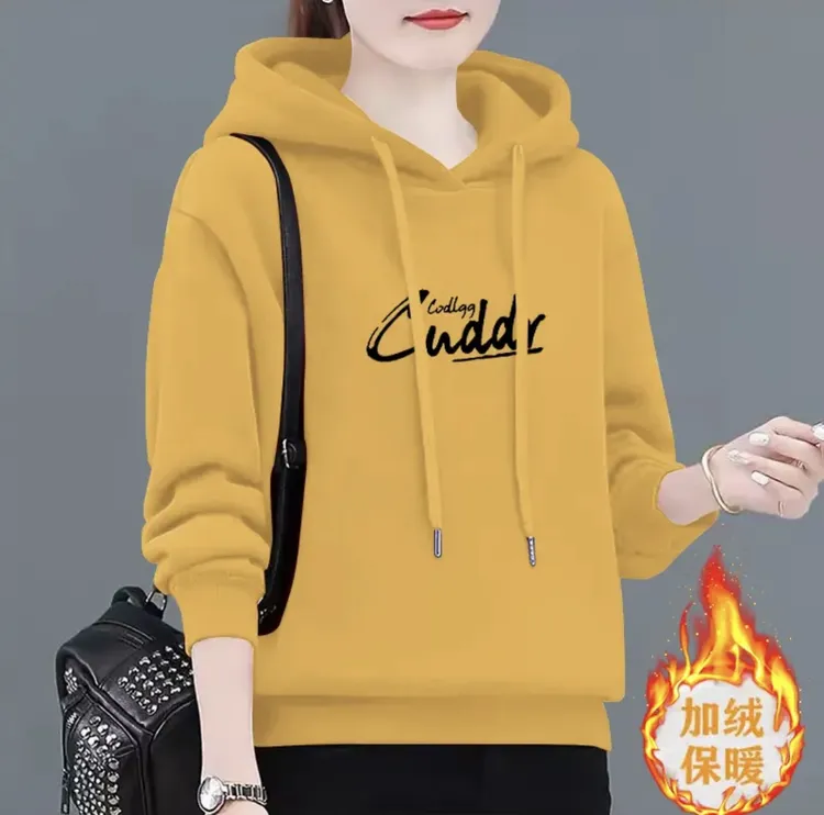 冬季卫衣女士连帽2024新款休闲显瘦女装时尚减龄洋气加绒加厚上衣