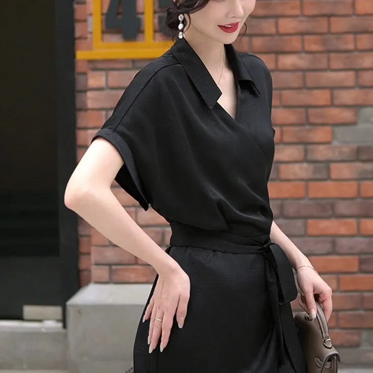 设计师款时尚洋气黑色连衣裙爆款高端精致简约裙子女夏季2024新款