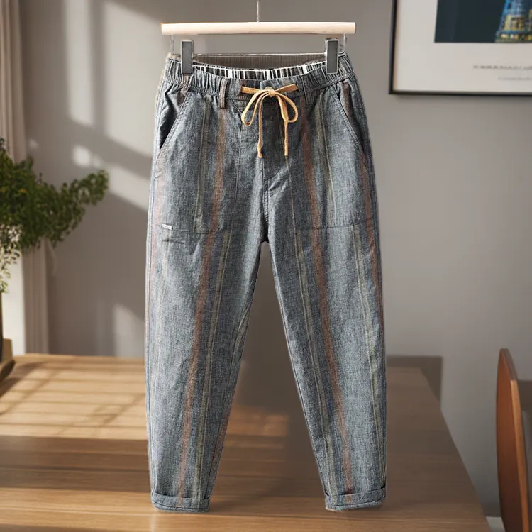 Jeanswest/夏季新款2024男士休闲裤彩色微宽松小直筒潮流百