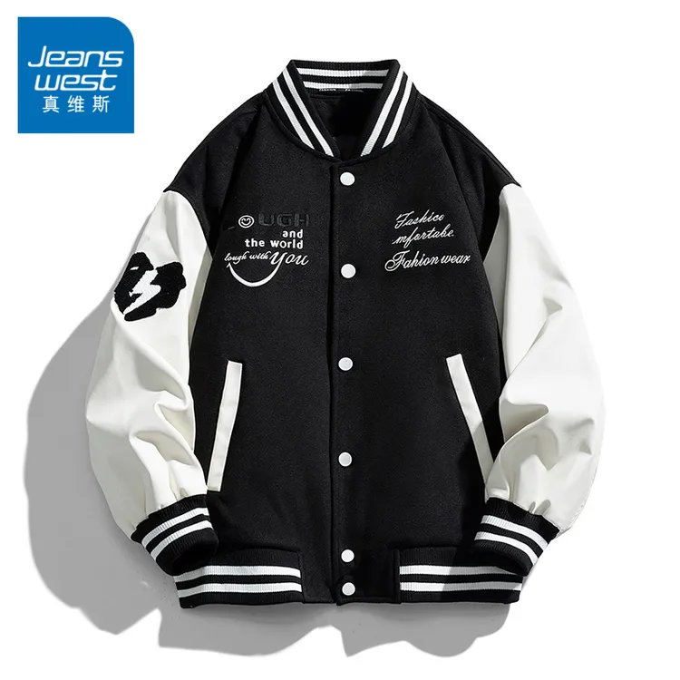 真维斯棒球服男春秋季美式街头复古情侣外套男女同款宽松潮流夹克