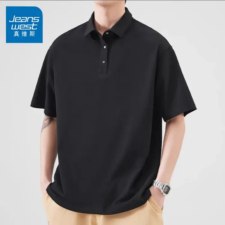 Jeanswest/真维斯冰丝短袖POLO衫男士夏季薄款休闲百搭纯色T恤男