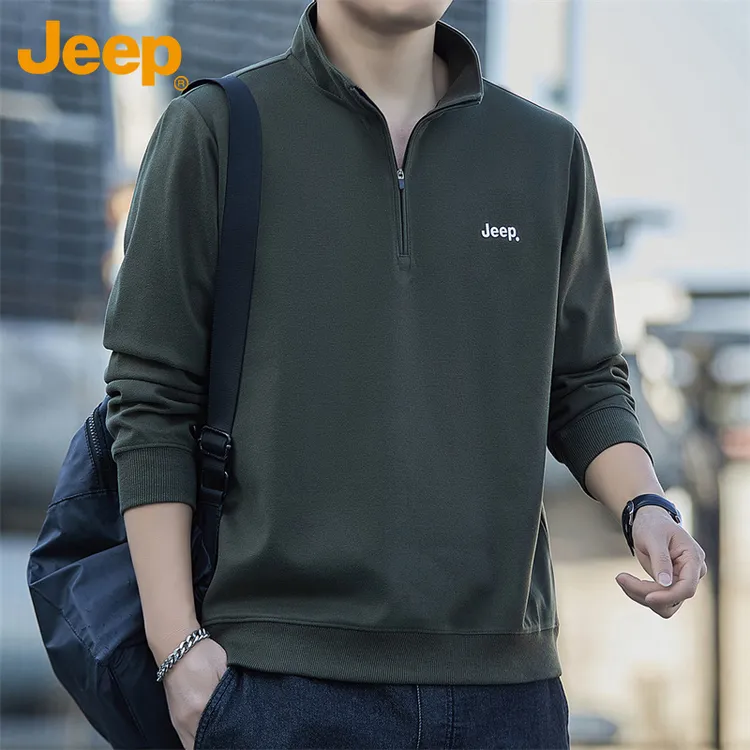Jeep吉普男士半拉链卫衣春秋季新款休闲长袖t恤立领上衣潮流宽松