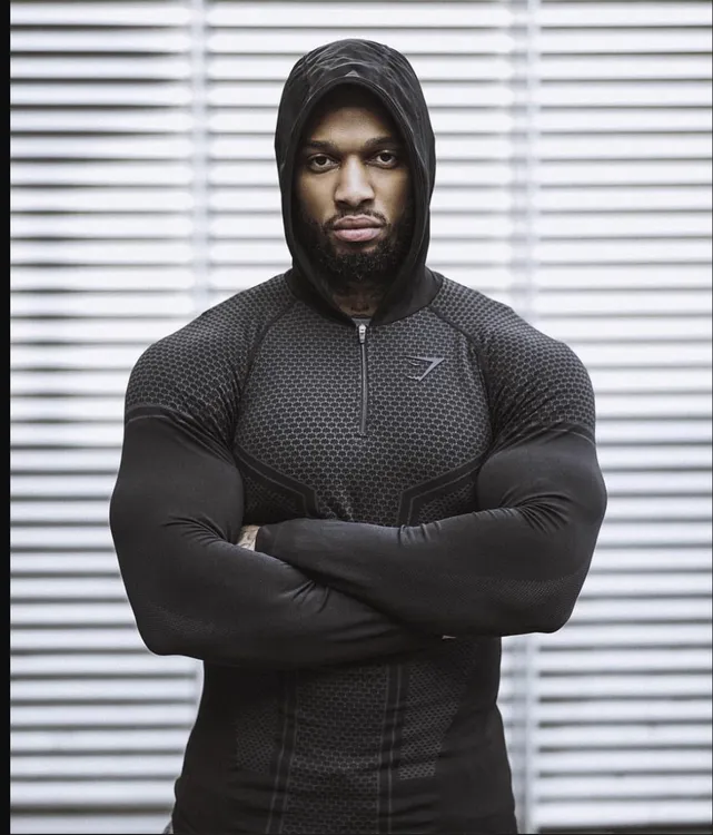 超酷Gym鲨鱼Onyx 3.0超级英雄男子¼拉链无缝修身高弹速干连帽长袖