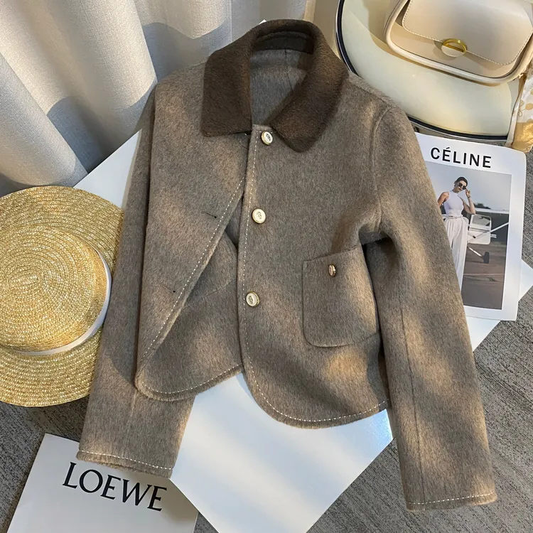 冬季双面呢咖色时尚百搭高级感上衣女外套轻奢洋气韩系小众设计感