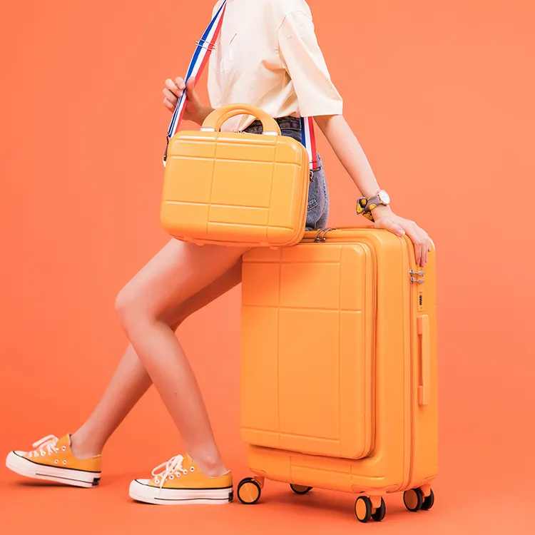 行李箱女20学生子母拉杆箱商务男前置开口旅行箱万向轮登机行李箱