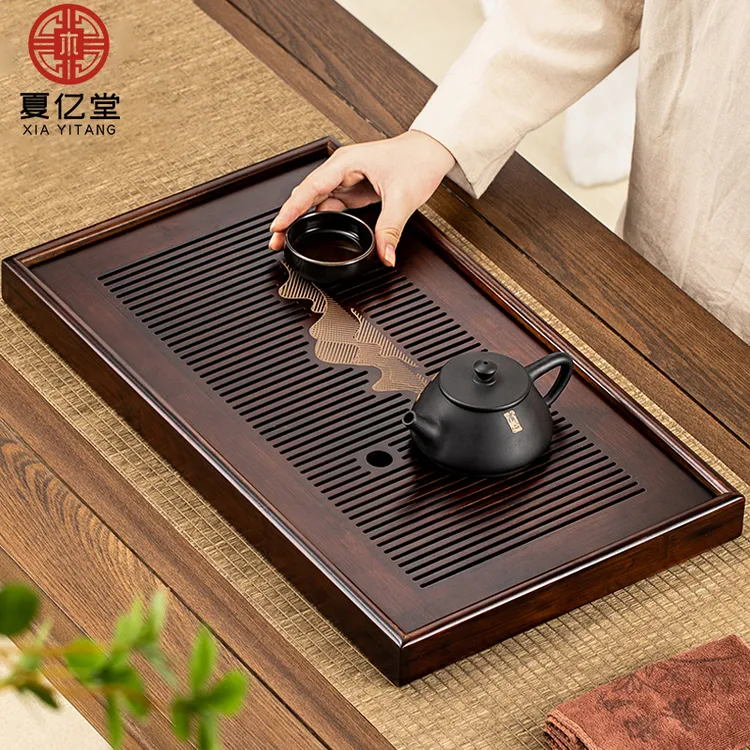 夏亿堂重竹制茶盘家用茶海托盘小型新中式茶具干泡台排水沥水壶承