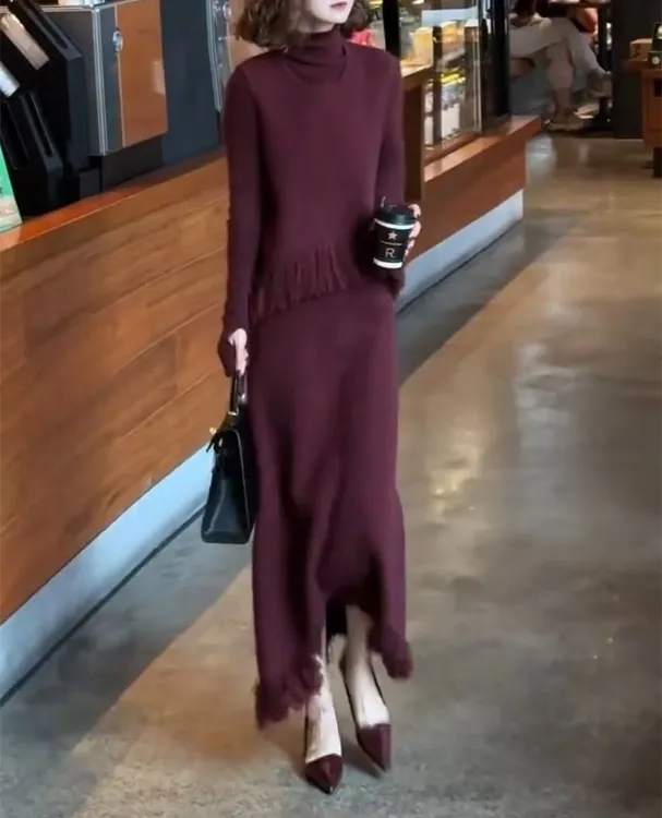 新款修身打底衫时尚马甲半身裙显瘦女装