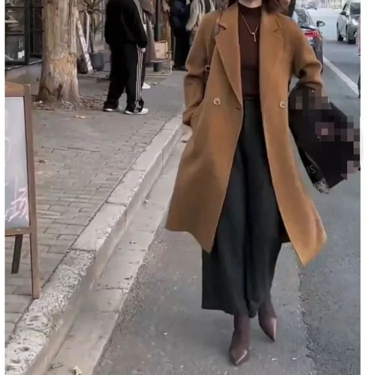 新款中长款纯色外套时尚潮流百搭精品女装