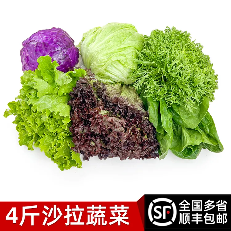 忞鲲沙拉蔬菜4斤新鲜色拉菜套餐生吃混合食材健身轻食食材6种生菜
