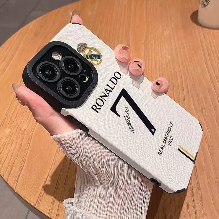 适用C罗7号苹果15Pro手机壳华为iPhone13/14promax防摔皮纹12个性