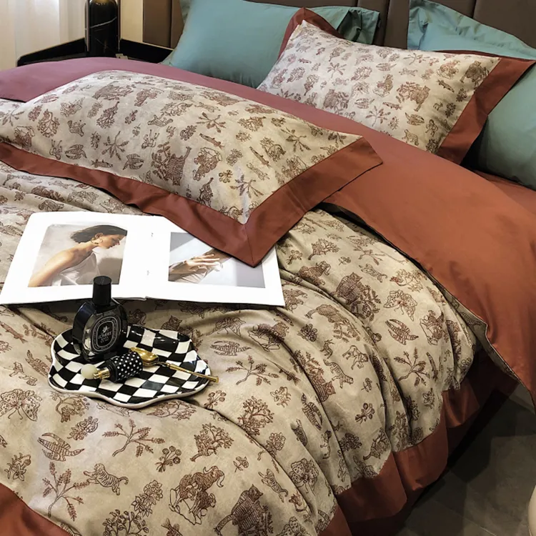 秋冬保暖花卉纯棉120支长绒棉全棉磨毛四件套加厚款床上用品4件套