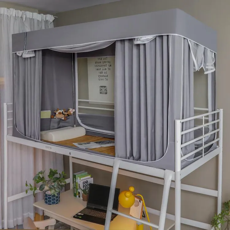 大学生宿舍上铺专用床帘蚊帐一体式上下床寝室单人三开门床幔遮光