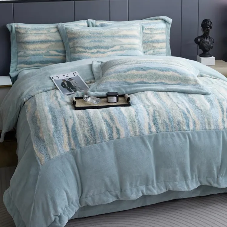 冬季新款高端兔免绒四件套秋冬牛奶绒保暖加厚床单款被套床上用品