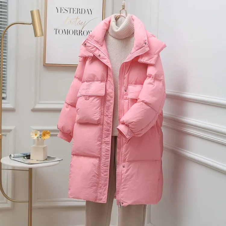 2025新款中长款过膝韩版白鸭绒加厚连帽大气保暖外套