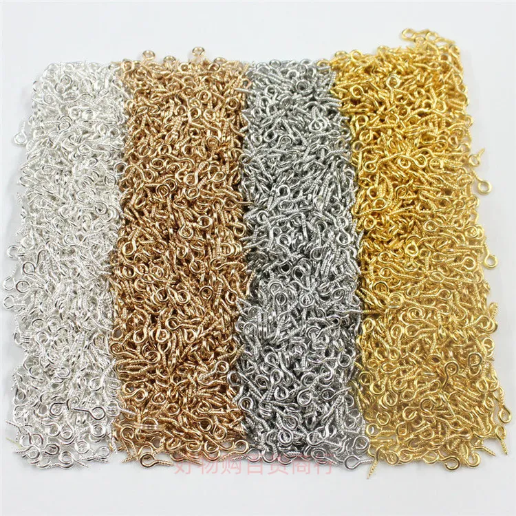 羊角钉DIY串珠配件螺丝钉自攻螺纹手工饰品材料 金色电镀工艺银色