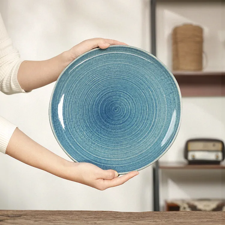 【微瑕】夏鱼复古盘子菜盘家用陶瓷餐盘碗碟子创意日式西餐水果盘