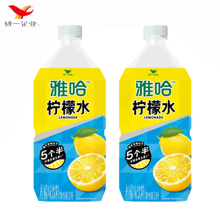 统一雅哈柠檬水饮料1L*8瓶 大瓶家庭畅饮分享装0脂肪柠檬味饮料