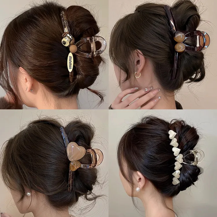 新款春夏后脑勺网红气质丸子头抓夹大号不松散头发夹子发饰女