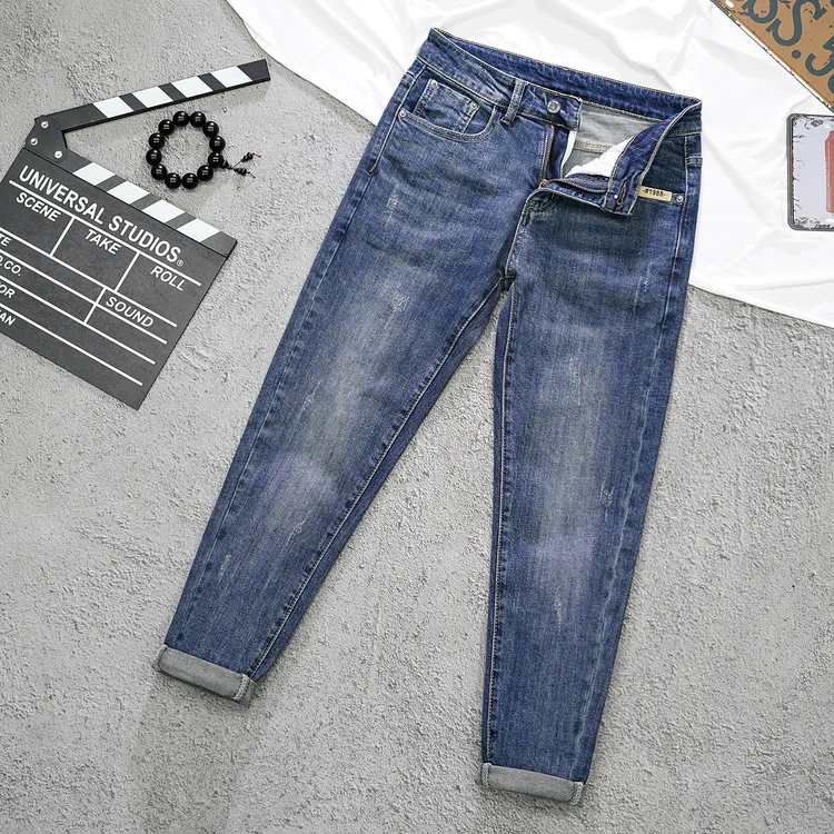 2025新款春秋季牛仔裤男士韩版百搭修身九分弹力显瘦潮流小脚长裤