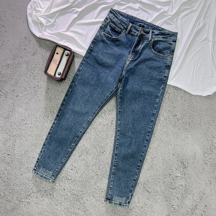 复古蓝色牛仔裤男款春秋款2025新款简约百搭休闲男士修身小脚裤子