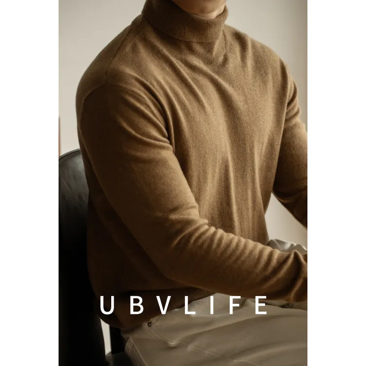 100%纯羊毛高领针织衫毛衣男士2025冬季羊绒休闲保暖内搭打底上衣