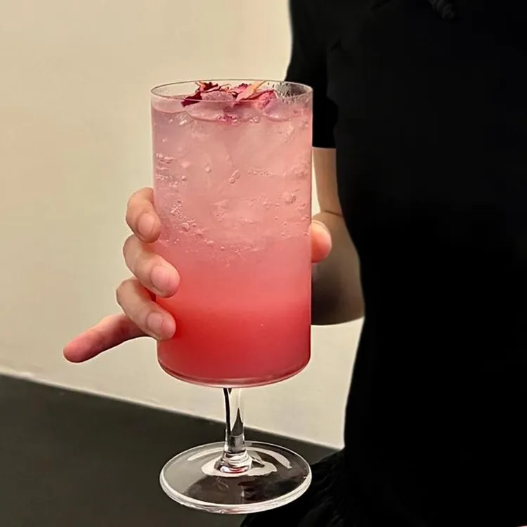 ins风直筒果汁杯玻璃杯咖啡厅奶茶冷饮杯鸡尾酒饮品杯杯子玻璃