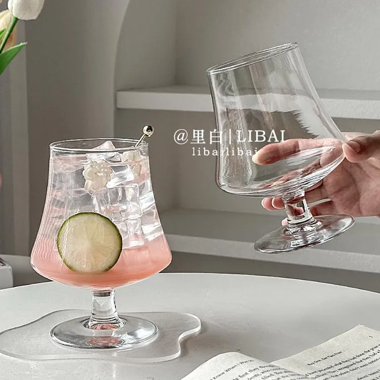 白兰地矮脚杯玻璃杯果汁苏打气泡水杯子酒杯冷饮冰美式咖啡杯