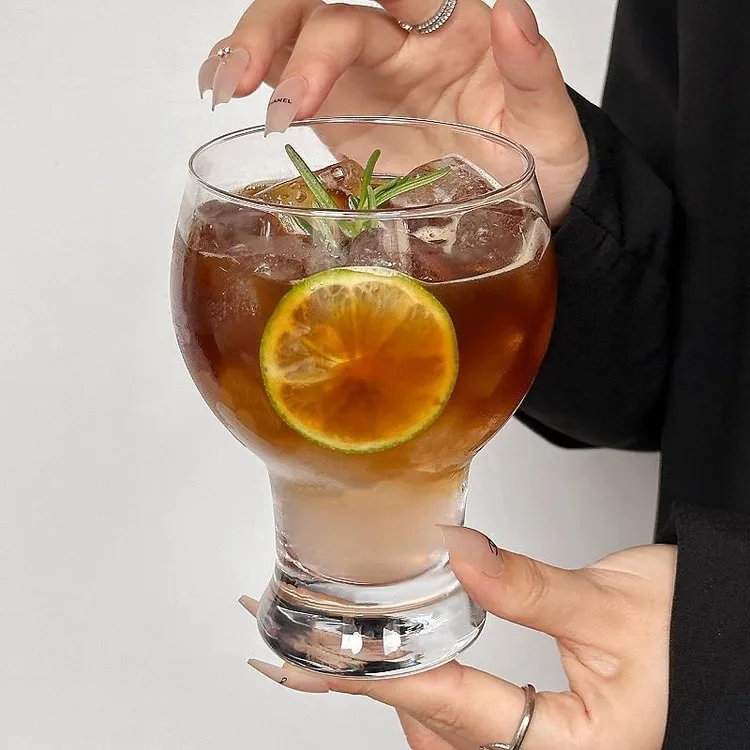 ins风宽口玻璃饮品杯冷饮料杯饮品早餐杯奶茶杯啤酒杯夏季高颜值