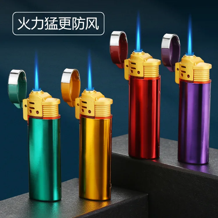 免费广告LOGO定制金属翻盖防风直冲蓝焰耐用防风打火机2025新款