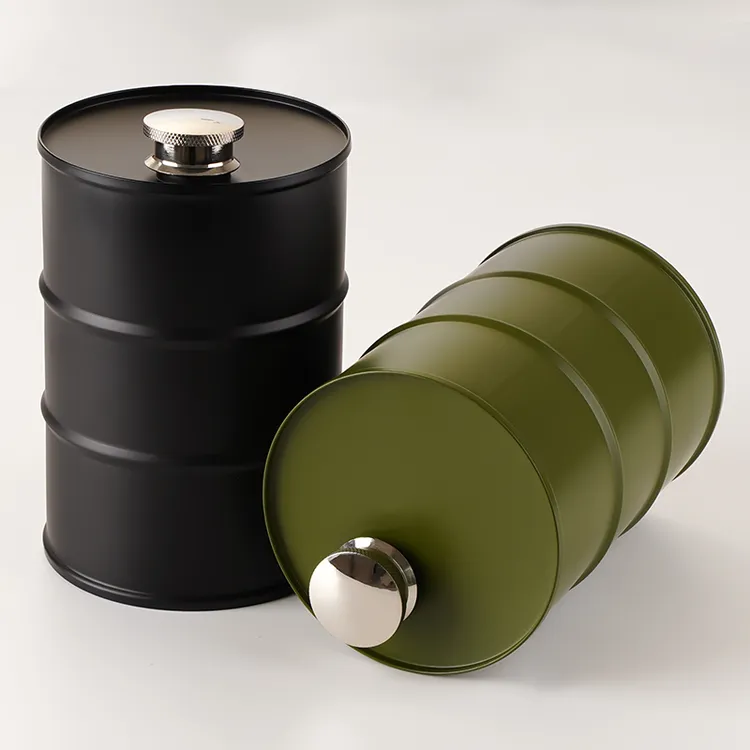 304不锈钢汽油桶酒壶750ml圆柱随身便携式白酒瓶户外个性车载酒桶